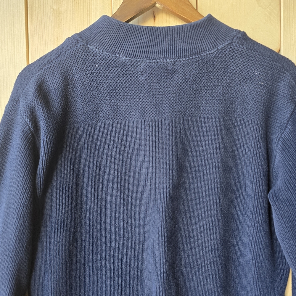 Vintage LL Bean Navy Blue Cotton Knit Button Sweater Womens Medium - Picture 8 of 10